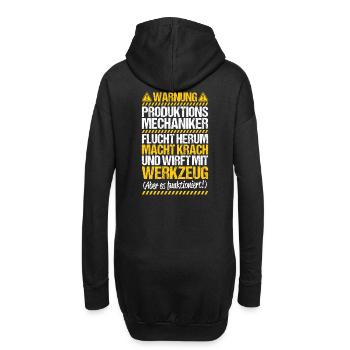 Produktionsmechaniker Textil - Hoodie-Kleid - Schwarz - Hinten