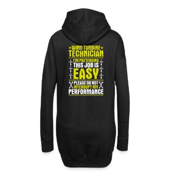 Technicien de service Éoliennes Énergie éolienne - Sweat-shirt à capuche long Femme - noir - Dos