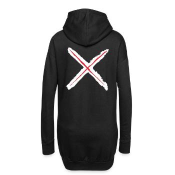 Rouge X - Croix de Saint-André Style Grunge rouge sur blanc - Sweat-shirt à capuche long Femme - noir - Dos