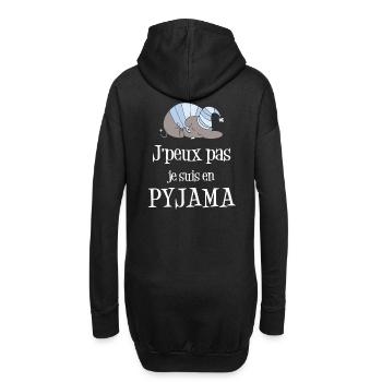 T-shirt j'peux pas j'suis en pyjama - Sweat-shirt à capuche long Femme - noir - Dos