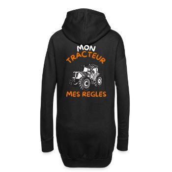 Mon tracteur mes regles cadeau - Sweat-shirt à capuche long Femme - noir - Dos