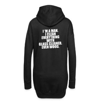 Je suis un homme. Je nettoie tout avec un nettoyant pour vitres - Sweat-shirt à capuche long Femme - noir - Dos
