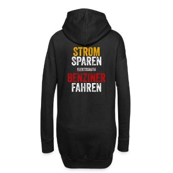 Strom sparen Verbrenner Benziner fahren Tuning Fun - Hoodie-Kleid - Schwarz - Hinten