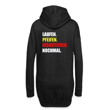 Laufen. Pfeifen. Diskutieren. Nochmal. - Hoodie-Kleid - Schwarz - Hinten