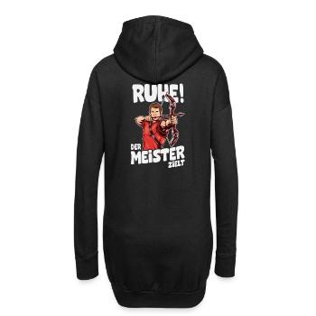 Ruhe! Der Meister zielt! Bogenschießen Bogensport - Hoodie-Kleid - Schwarz - Hinten