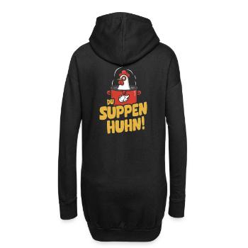 Suppen Huhn Suppenhuhn Gockel Eintopf Geschenk - Hoodie-Kleid - Schwarz - Hinten