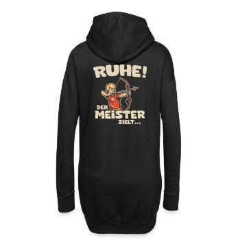 Ruhe! Der Meister zielt! Bogenschießen Bogensport - Hoodie-Kleid - Schwarz - Hinten