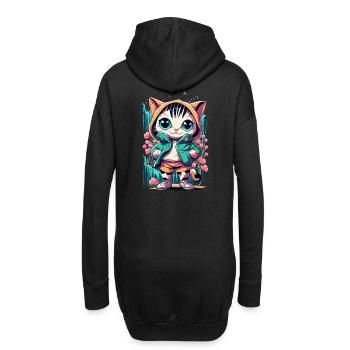 chaton kawaii mignon japon - Sweat-shirt à capuche long Femme - noir - Dos