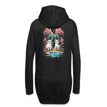 chaton kawaii mignon japon - Sweat-shirt à capuche long Femme - noir - Dos