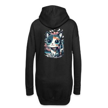 chaton kawaii mignon japon - Sweat-shirt à capuche long Femme - noir - Dos
