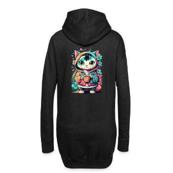 cute kawaii kitten japan - Hoodie Dress - black - Back