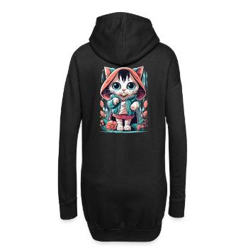 chaton kawaii mignon japon - Sweat-shirt à capuche long Femme - noir - Dos