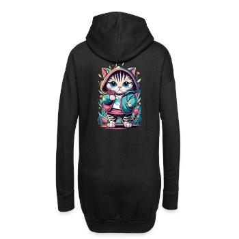 chaton kawaii mignon japon - Sweat-shirt à capuche long Femme - noir - Dos