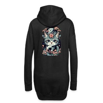 cute kawaii kitten japan - Hoodie Dress - black - Back
