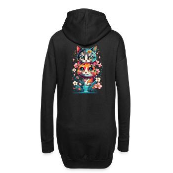 süßes Kawaii Kätzchen Japan - Hoodie-Kleid - Schwarz - Hinten