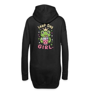 Fille du jour bissextile 29 février anniversaire grenouille bulle - Sweat-shirt à capuche long Femme - noir - Dos