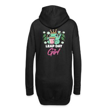 Fille du jour bissextile 29 février anniversaire grenouille bulle - Sweat-shirt à capuche long Femme - noir - Dos