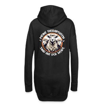 Schafe sind meine Therapeuten ich liebe Schafe - Hoodie-Kleid - Schwarz - Hinten