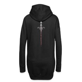 Épée en acier en argent, gothique médiévale - Sweat-shirt à capuche long Femme - noir - Dos