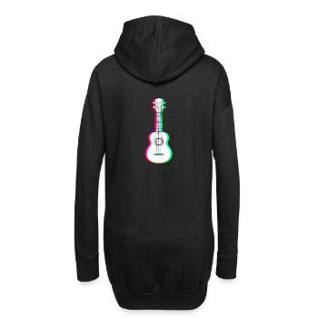 EDM - Akustische Gitarre - Glitch Rave Style - Hoodie-Kleid - Schwarz - Hinten