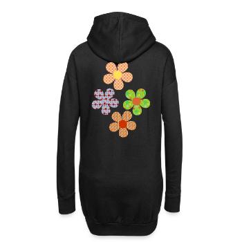 Blumen bunt Retro - Hoodie-Kleid - Schwarz - Hinten