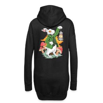 Hase mit Lampe und grünem Jacket - Hoodie-Kleid - Schwarz - Hinten