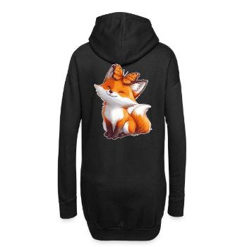 Renard avec papillon - Sweat-shirt à capuche long Femme - noir - Dos