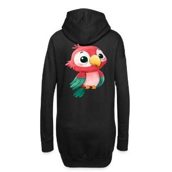 Niedlicher Kawaii Papagei – Bunter Cartoon Vogel Design - Hoodie-Kleid - Schwarz - Hinten