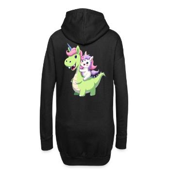 Niedlicher Einhorn-Reit-Dinosaurier – Kawaii Fantasy Art - Hoodie-Kleid - Schwarz - Hinten