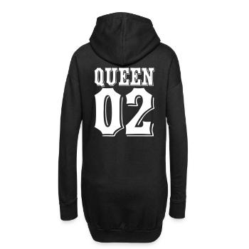King Queen 02 König Königin Partnerlook Mama Papa - Hoodie-Kleid - Schwarz - Hinten