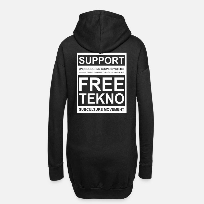 014 support free tekno - Hoodie Dress - black