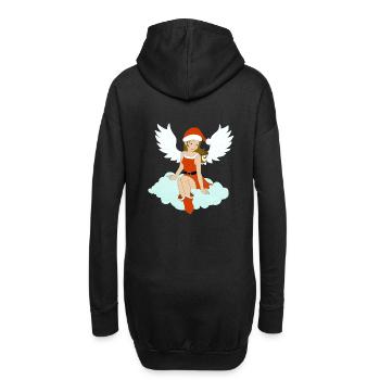Weihnachtsengel brünett wartet auf Santa - Hoodie-Kleid - Schwarz - Hinten
