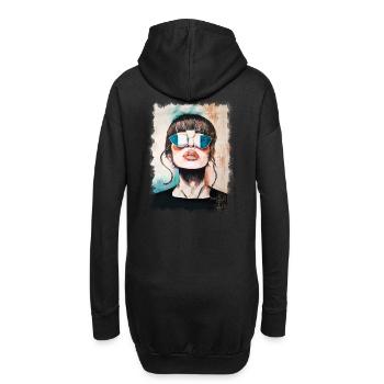 Kunst Frau Sonnenbrille - Hoodie-Kleid - Schwarz - Hinten