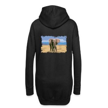 Kleiner afrikanischer Elefant elephanto savannah sky - Hoodie-Kleid - Schwarz - Hinten