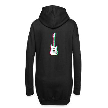 EDM - Elektrische Gitarre - Glitch Rave Style - Hoodie-Kleid - Schwarz - Hinten