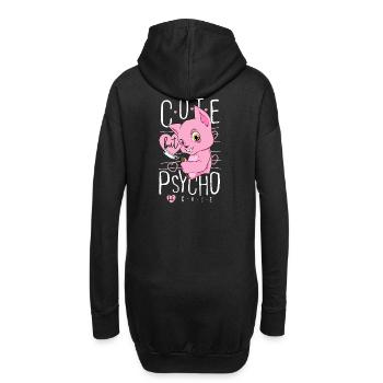 Mignon mais psychopathe. chat rose chat fou fou - Sweat-shirt à capuche long Femme - noir - Dos