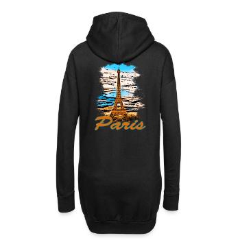Paris France Orange Art Design - Sweat-shirt à capuche long Femme - noir - Dos