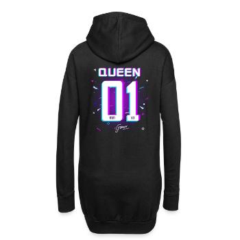 Gamer - King - Queen Geschenk Geschenkidee - Hoodie-Kleid - Schwarz - Hinten