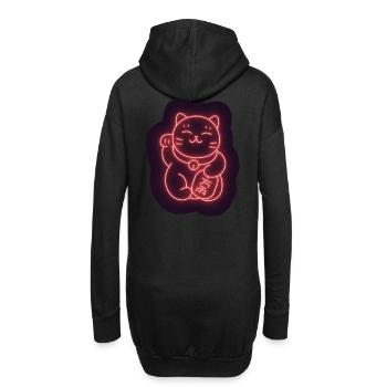 Glückskatzenaufkleber Maneki-Neko - Hoodie-Kleid - Schwarz - Hinten