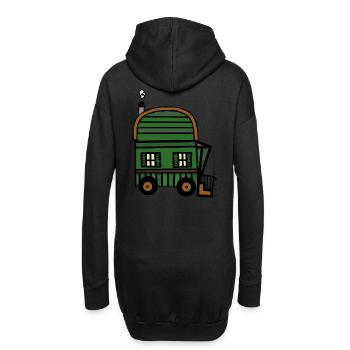 Bauwagen Haus Hütte Immobilie wohnen Öko - Hoodie-Kleid - Schwarz - Hinten