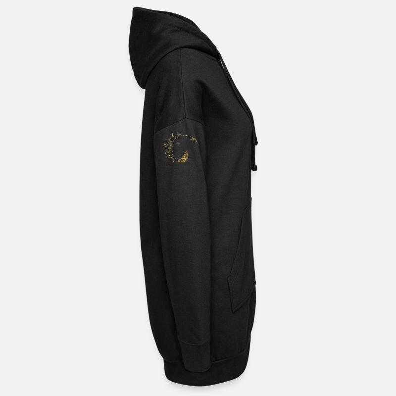 Cadre circulaire des feuilles de lune dorées Sweat-shirt à capuche long Femme