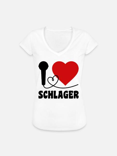 I Love Schlager - Frauen Vintage T-Shirt - Weiß