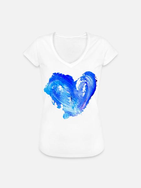 Blaues Wasserherz - Frauen Vintage T-Shirt - Weiß