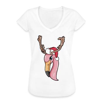 Christmas Flamingo - Frauen Vintage T-Shirt - Weiß - Vorne - Danielle (179cm)