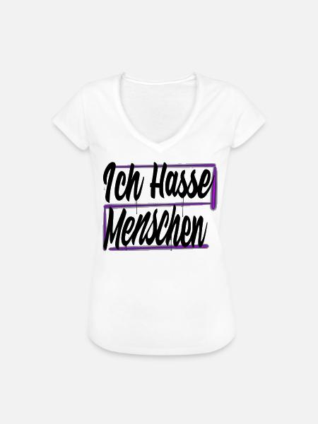 Ich hasse Menschen - Frauen Vintage T-Shirt - Weiß