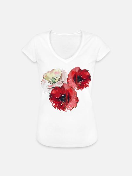 Mohnblumen - Frauen Vintage T-Shirt - Weiß