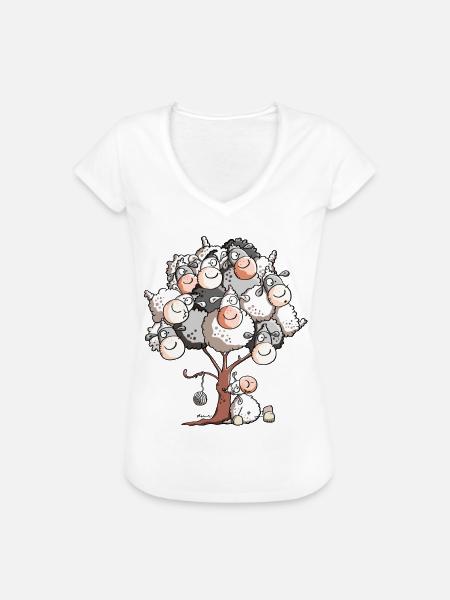 Wolliges Schafbäumchen - Frauen Vintage T-Shirt - Weiß
