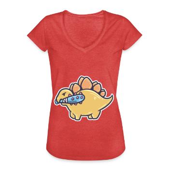 dangerous dinosaur - Women's Vintage T-Shirt - heather red - Front - Danielle (179cm)