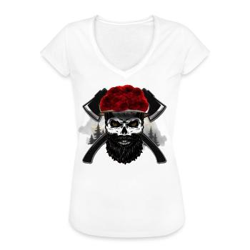 Schädel-Lumberjack mit rotem Haarschopf - Frauen Vintage T-Shirt - Weiß - Vorne