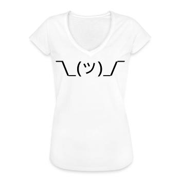 Shruggie ¯\_(ツ)_/¯ Schulterzucken Emoticon - Frauen Vintage T-Shirt - Weiß - Vorne